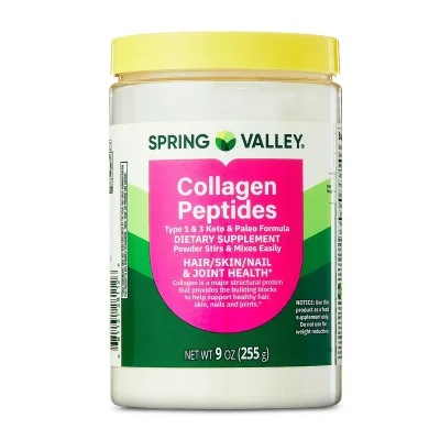 Spring Valley Collagen Peptides for Skin, Hair & Joint Support, Powder - 255g