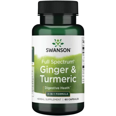Swanson Full Spectrum Ginger & Turmeric, Natural Anti-inflammatory & Antioxidant Support, Capsules - 60 Count