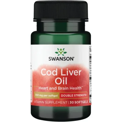 Swanson Cod Liver Oil for Heart, Brain, Bone & Immune Support, Omega-3, Vitamin A, Vitamin D - 30 Softgels