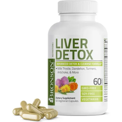 Bronson Liver Detox for Liver Health Support, Vegetarian Capsules - 60 Count