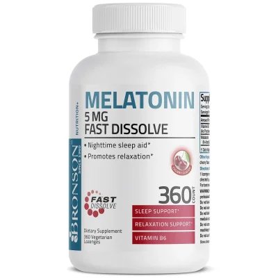Bronson Melatonin Fast Dissolve, Sleep Cycle Regulation, Vegetarian Cherry Lozenges - 360 Count