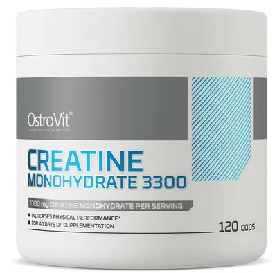 OstroVit Creatine Monohydrate for Athletic Performance Enhancement, Capsules - 120 Count