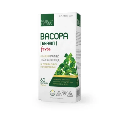 Medica Herbs Bacopa Monnieri for Cognitive Function & Memory Support, Capsules - 60 Count