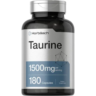 Horbäach Taurine for Cardiovascular, Nervous System & Muscle Support, Capsules - 180 Count