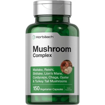 Horbäach Mushroom Complex, Supports Wellness, Immunity & Cognitive Health, Vegetarian Capsules - 150 Count