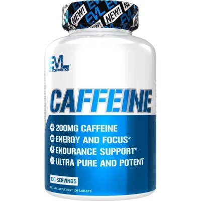 EVLUTIONNUTRITION Caffeine for Mental Alertness & Physical Performance, Tablets - 100 Count