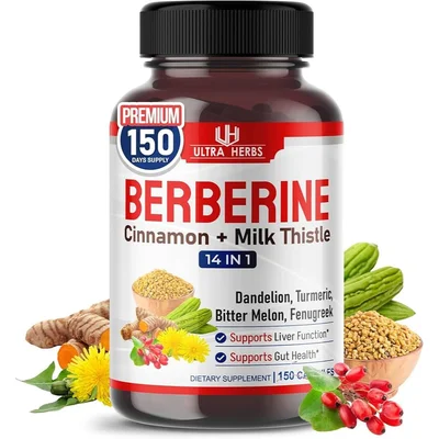 Ultra Herbs Berberine for Blood Sugar & Cholesterol Support, Capsules - 150 Count