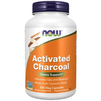 NOW Foods Activated Charcoal, Toxin & Gas Adsorbent, Veg Capsules - 200 Count