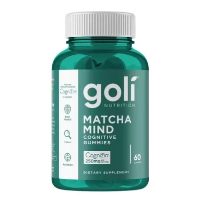 Goli Nutrition Matcha Mind Cognitive Support Gummies - 250mg, 60 Count
