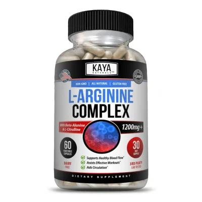 Kaya Naturals L-Arginine Complex for Cardiovascular Health & Exercise Performance, Capsules - 60 Count