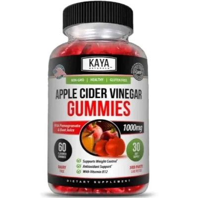 Kaya Naturals Apple Cider Vinegar Supports Digestion & Metabolism, 1000mg - 60 Gummies