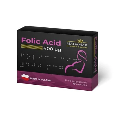 Madamar Poland Folic Acid for Healthy Cell Growth & Development, Capsules - 30 Count