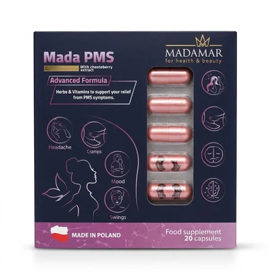 مادامار (Madamar) إم إس إل 20 كبسولة لتخفيف أعراض الدورة الشهرية، مكمل فيتامينات متعددة مع مستخلصات عشبية - 20 كبسولة