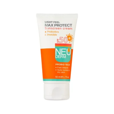 كريم واقي الشمس نوديرم (Neuderm) حماية قصوى مع بروبيوتيك - لون مائل - للبشرة الدهنية والمختلطة - 50مل