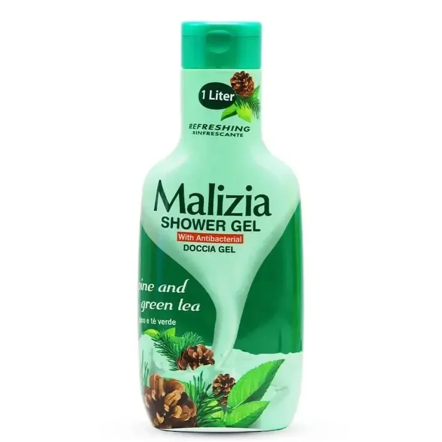 ماليزيا جل الاستحمام ورغوة المغطس بالصنوبر والشاي الأخضر – 1000 مل — Malizia — Bottle 1000 ml / عبوة 1000 مل