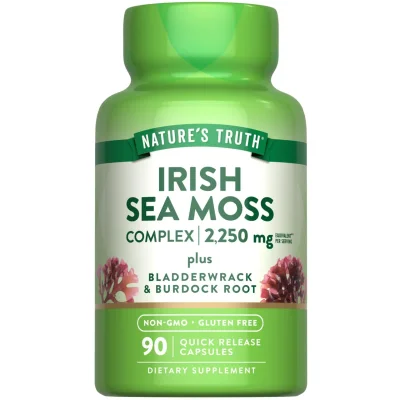 Nature's Truth Irish Sea Moss Complex with Bladderwrack & Burdock Root, Thyroid, Immune & Digestive Support - Capsules - 90 Count