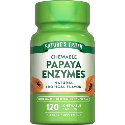 Nature's Truth Chewable Papaya Enzymes Natural Tropical Flavor, Aids Digestion - 120 Chewable Tablets