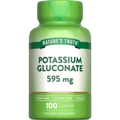 Nature's Truth Potassium Gluconate, Supports Fluid Balance, Nerve & Muscle Function, Caplets - 100 Count
