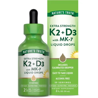 Nature's Truth Vitamin K2 + D3 with MK-7, Supports Bone, Heart & Immune Health, Liquid Drops - 59ml