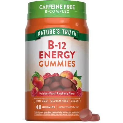 Nature's Truth Vitamin B12 Energy Support Gummies, Peach Raspberry Flavor - 48 Count