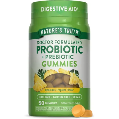 Nature's Truth Probiotic + Prebiotic Gummies Natural Tropical Flavor, Supports Digestive Health - 50 Gummies