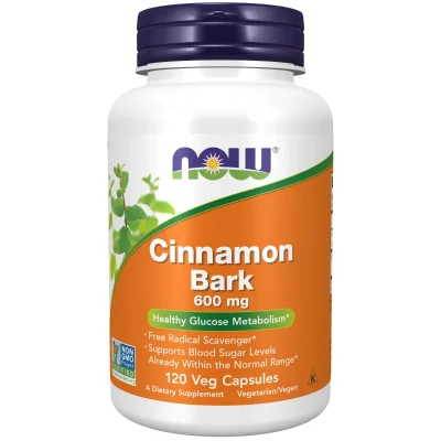 NOW فودز (NOW Foods) قرفة لحاء، يدعم استقلاب الجلوكوز الصحي، كبسولات - 120 كبسولة - NOW - 120 capsules