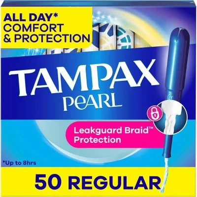 تامباكس (Tampax) برايول سدادات قطنية نسائية، حماية ضد التسرب، امتصاص عادي، غير معطر - عبوة من 50 قطعة