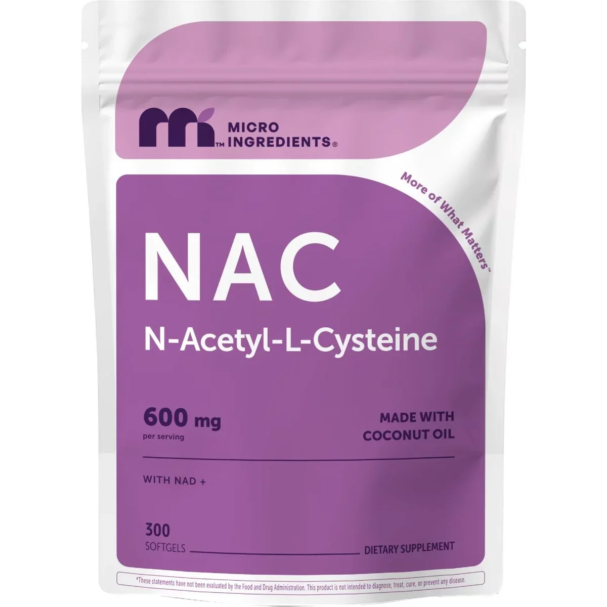 مايكرو إنغريدينتس (Microingredients) إن-أسيتيل سيستئين NAC 600، مضاد أكسدة قوي، 300 سوفت جيل — Microingredients — 300 softgels