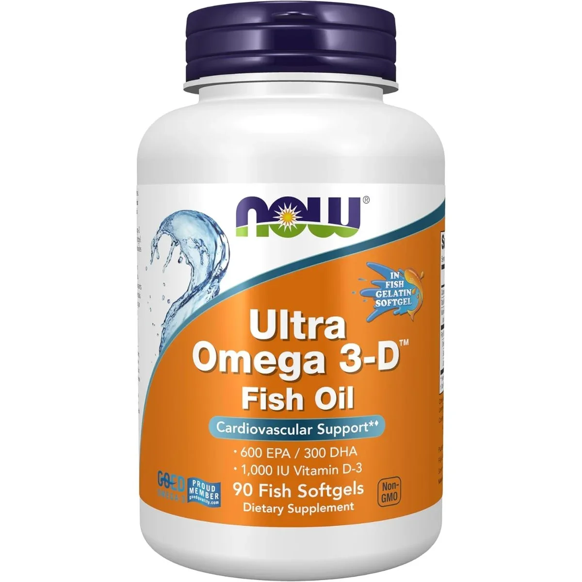 ألترا أوميغا 3-D فيش أويل 90 كبسولة — NOW — 90 softgels
