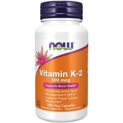 NOW فيتامين ك2 (Vitamin K2) لدعم صحة العظام والقلب، كبسولات - 100 كبسولة