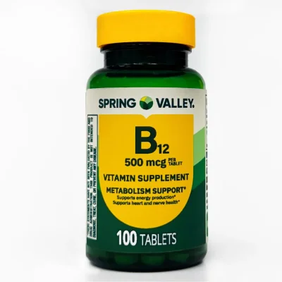 سبرينج فالي (Spring Valley) فيتامين ب12، يدعم استقلاب الطاقة وتكوين خلايا الدم الحمراء، أقراص - 100 قرص