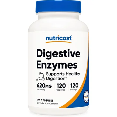 نيوتريكوست (Nutricost) إنزيمات هاضمة، لدعم الهضم وامتصاص العناصر الغذائية، كبسولات - 120 كبسولة