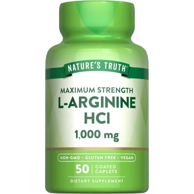 Nature's Truth L-Arginine 1000mg for Cardiovascular Health Support, 50 Coated Caplets