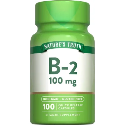 Nature's Truth Vitamin B2 (Riboflavin) for Energy Metabolism, Vision & Skin Health, Capsules - 100 Count